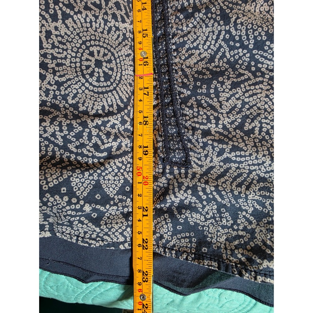 Esprit Navy Blue Beige Mandala Geometric Print Cotton A-Line Skirt Sz 6 VTG Y2K - Picture 9 of 9